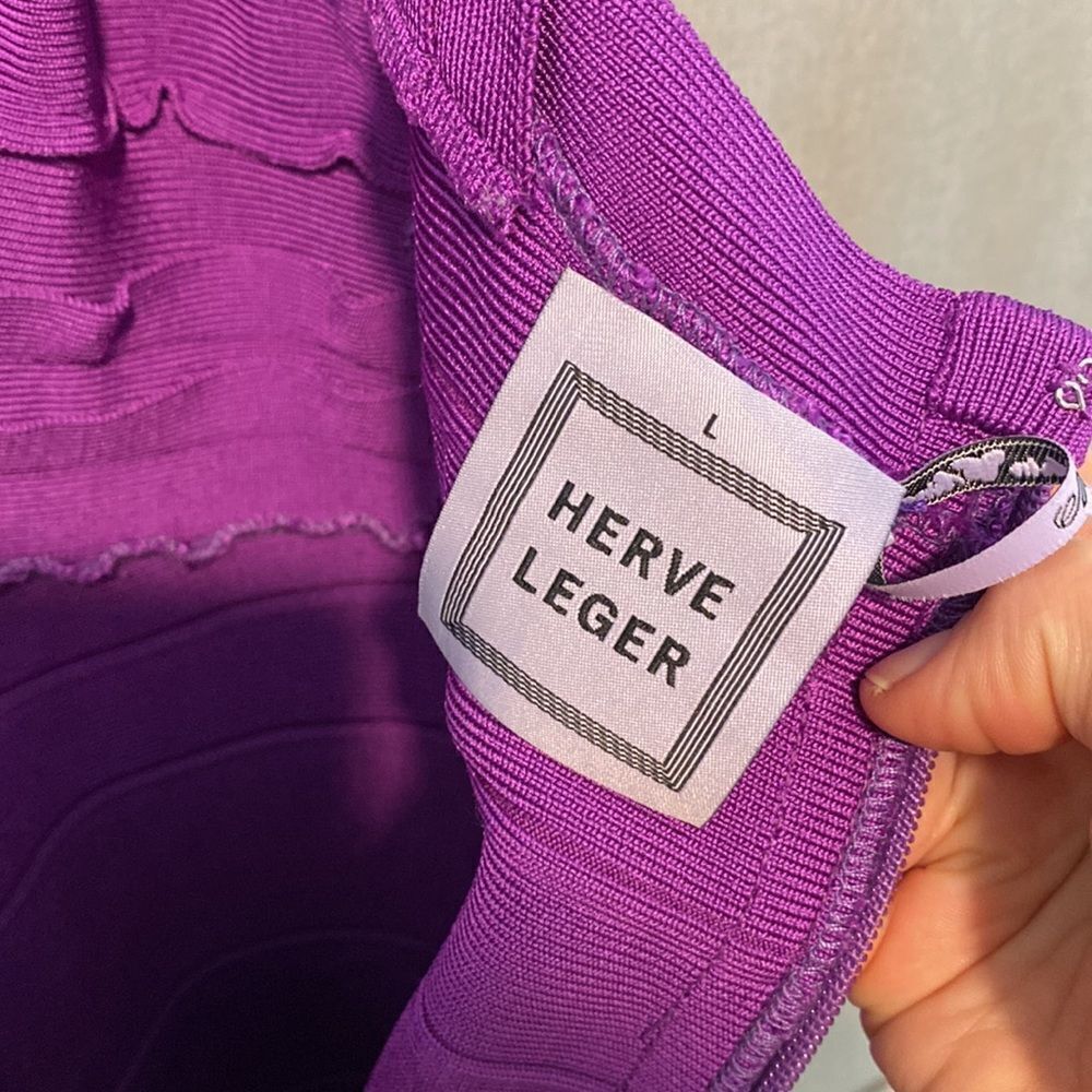 Herve Leger Purple Bandage Mini Dress - Picture 8 of 12